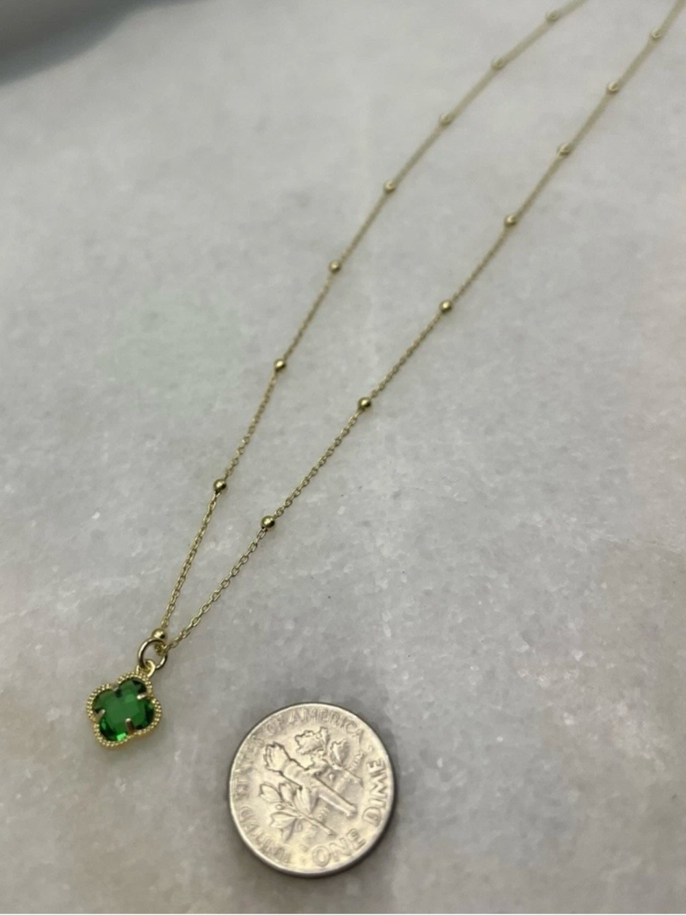 Mía Fiore 925 Silver, 14k gold plated Green Clover Necklace - Picture 3 of 3